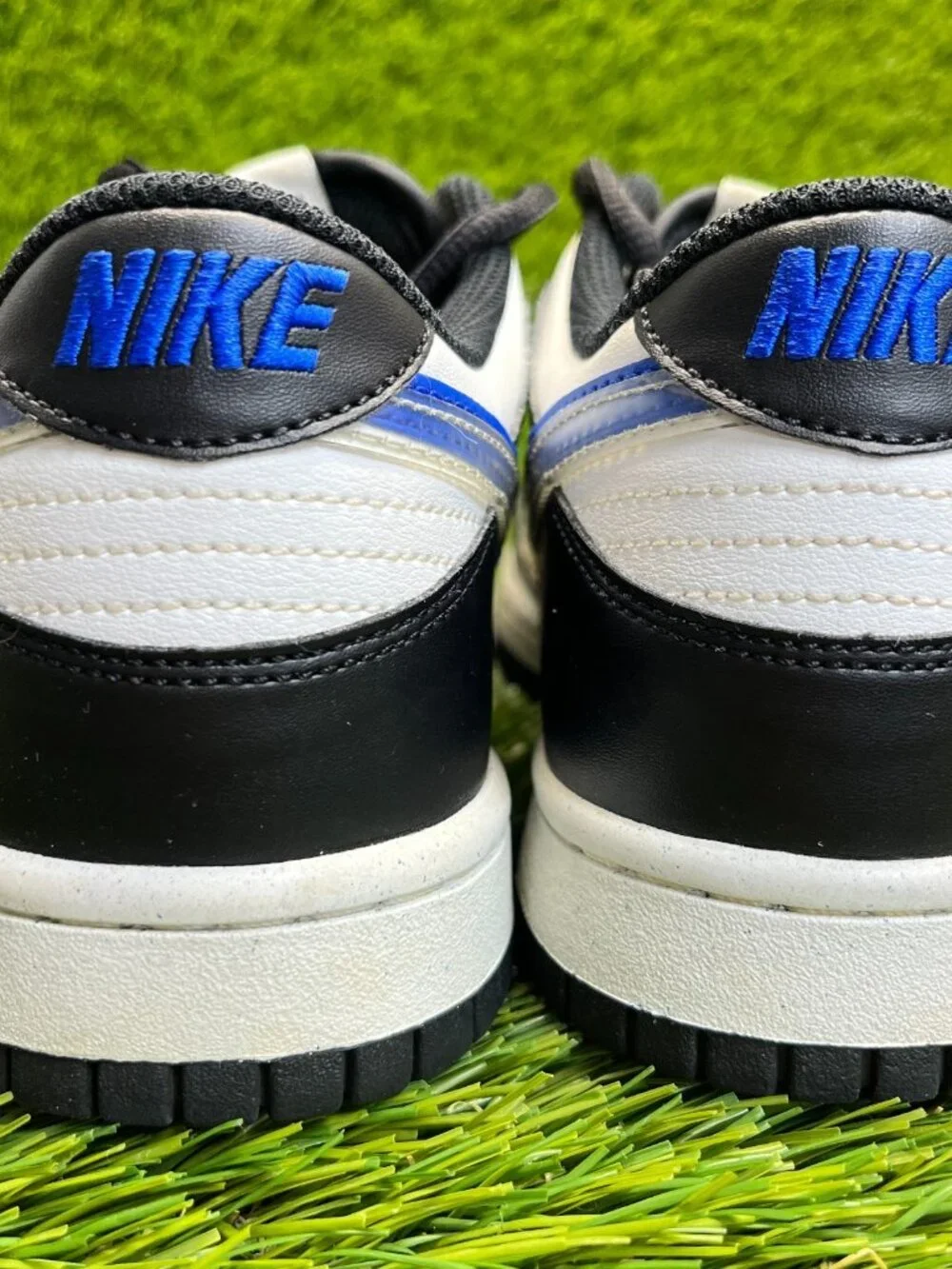 Nike Dunk Low Next Nature Boys Size 6Y White‎ Black Blue Athletic Shoes Sneakers